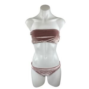 Sauipe Velvet Velour Giovanna Bandeau Tube Jenna Bikini Summer Swimwear Set Sz M